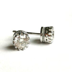 Sterling silver cathedral set cz stud earrings